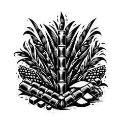 Sugarcane Stalks and Sugar Cubes Emblem