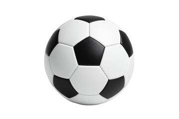 Fototapeta premium Classic soccer ball with black and white pattern on a transparent and white background, concept for sports equipment, team competition and international games