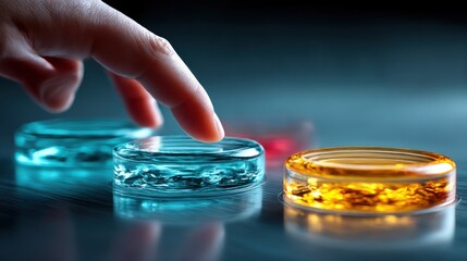 Finger presses glowing buttons