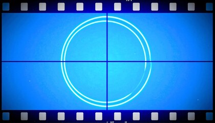 Film Frame with a Bright Blue Background and a White Circle