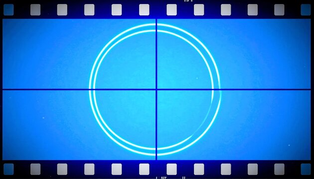 Film Frame with a Bright Blue Background and a White Circle