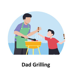Dad grilling Vector illustration which can easily modify or edit