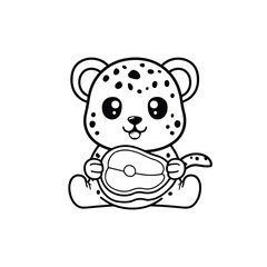 Fototapeta premium Adorable cheetah enjoying a steak meal