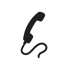 Telephone handset, silhouette vector icon, symbol on white background