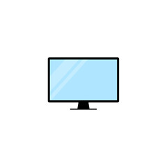 Computer monitor icon. Trendy thin frame monitor mock up with blank screen. Vector illustration
