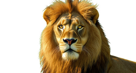 Naklejka premium Majestic Male Lion Portrait on Green Background