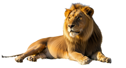 Majestic Male Lion Resting in Golden Grassland