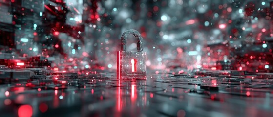 Futuristic lock in a digital city