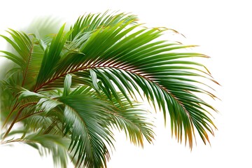 Fototapeta premium Palm leaves isolated on a white background, in a transparent or slightly blurred PNG image and a white border.