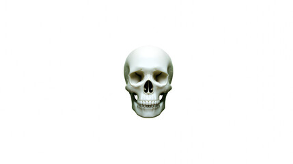 Realistic human skull in anatomical detail, offering a stark depiction of mortality, isolated on transparent background