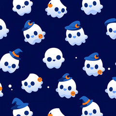 Adorable halloween seamless design with classic spooky elements and festive vibes
