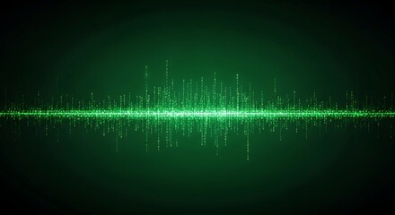 Vibrant green digital equalizer waveform with binary code matrix aesthetic