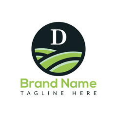 Green eco company logo design with a leaf symbol vector illustration D logo Design