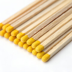 Close-up of wooden matches with brown heads.