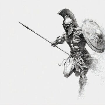 Ilustraci&oacute;n de soldado troyano en combate
