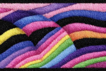 Abstract textile design with interwoven, textured, colorful, wavy stripes