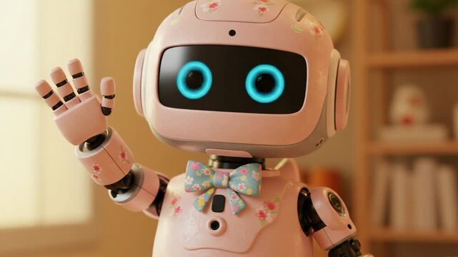 Cute Robot Holding Colorful Lollipops with a Friendly Smile