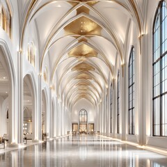 Fototapeta premium Grand, white, cathedral-style hall