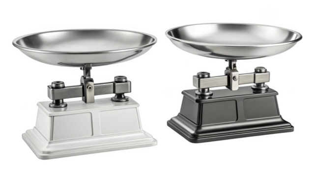 different style metal kitchen scale isolated on transparent