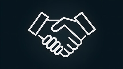 Fototapeta premium Simple line art icon of a handshake symbolizing a professional business agreement. Minimalist graphic illustration for partnership, collaboration, and a successful deal or contract.