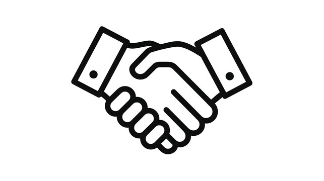 Simple line icon of a handshake representing a successful business deal and professional partnership. Vector illustration for agreement and collaboration concepts.