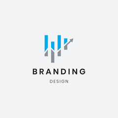 The logo centers around a bold upward arrow symbolizing growth, profit, success, and positive momentum in the market.