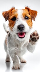 Happy dog raising paw