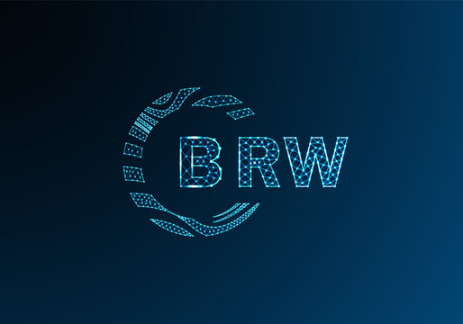 BRW low poly letter logo vector design. BRW lower poly logo design. BRW unique low poly logo design.