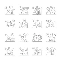 illustrations depicting various healthcare and medical concepts, including doctor patient interactions, online consultations, prescriptions, and treatments.