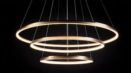 Contemporary three-tiered circular pendant light fixture.