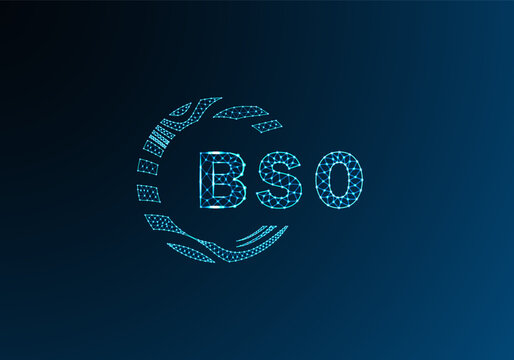 BSO low poly letter logo vector design. BSO lower poly logo design. BSO unique low poly logo design.