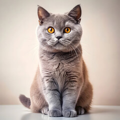 adorable gray British shorthair cat sitting calmly