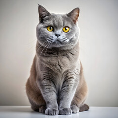 adorable gray British shorthair cat sitting calmly