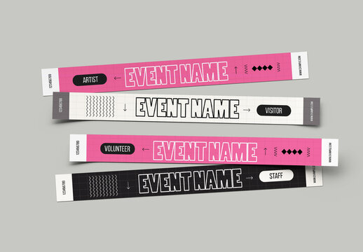 Event Editable Wristband Bracelet Ticket Design Template Layout