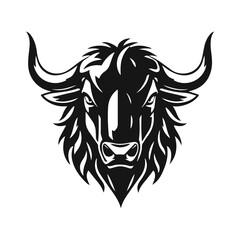 Bull head logo, strong animal emblem, angry bull face, horned beast icon, vector illustration	