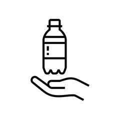 Hand holding a plastic bottle icon