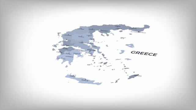 Animated Map of GREECE with states Borders and Major Cities Positions