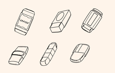 vector set outline of eraser