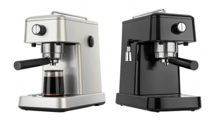 different style coffee machine isolated on transparent