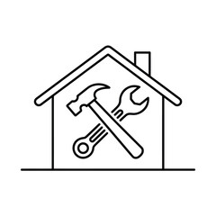 House with crossed hammer and wrench icon