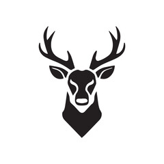 Naklejka premium Deer and Deer Head Silhouette Vector Style With White Background.