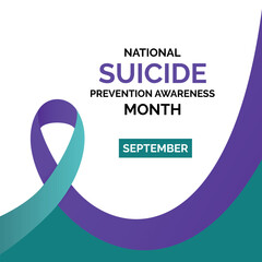 National Suicide Prevention Awareness Month. Raise Awareness This Suicide Prevention Month, Break the Silence. realstic ribbon. You are not alone. vector banner and social media, background design