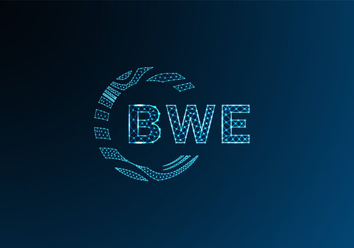 BWE low poly letter logo vector design. BWE lower poly logo design. BWE unique low poly logo design.