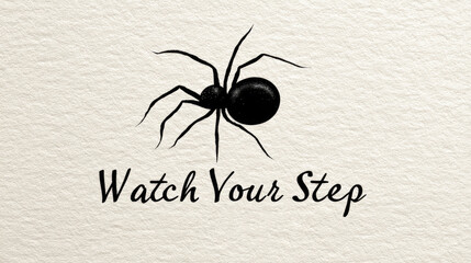 Watch Your Step: Minimalist Spider Illustration on Textured Background
