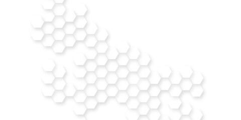 modern and seamless hexagon is arranging randomly, Abstract white vector wallpaper with hexagon grid, panoramic wall of Random shifted white honeycomb hexagon background.