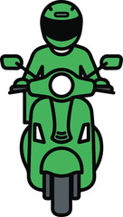 Delivery Scooter Icon Flat Green Front View
