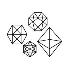 Crystalline Wireframe Geometric Shapes Collection
