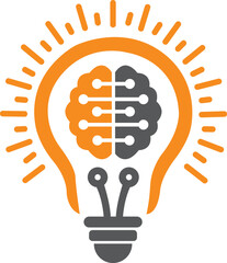 Fototapeta premium Brain Bulb Idea Icon Logo Vector for Innovation Technology Template Design