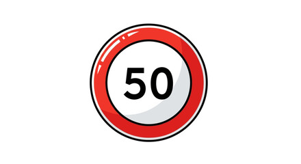 Obraz premium Speed Limit 50 Traffic Sign Vector Illustration 