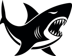 sleek aggressive shark profile with open jaw and teeth